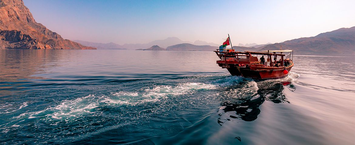 Crucero en Dhow y avistamiento de delfines en el fiordo de Khor Sham